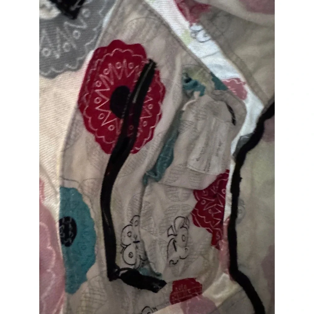 Thirty-One Retro Metro Tote Bag Floral Canvas Shoulder Bag Cream Red Teal Black